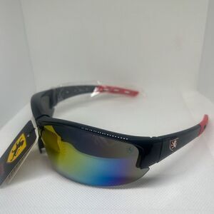 Khan Mirrored Mens Wrap Semi Rimless Sunglasses